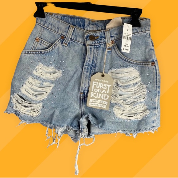 Distressed shorts size XS, embellished, NWT, SKU B5 - Picture 2 of 5